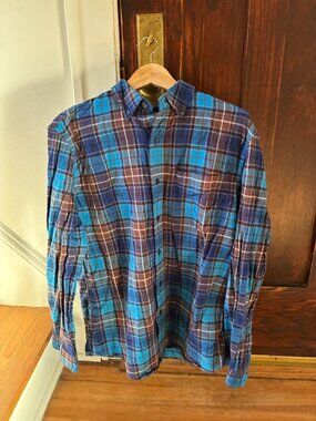 LL Bean Blue Flannel Shirt Sz M